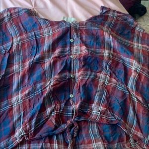 button down plaid tee